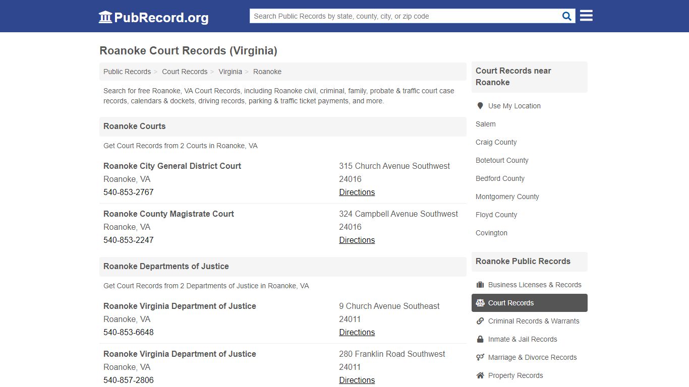 Free Roanoke Court Records (Virginia Court Records)