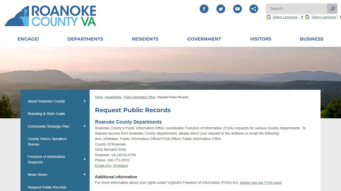 Request Public Records | Roanoke County, VA - Official Website